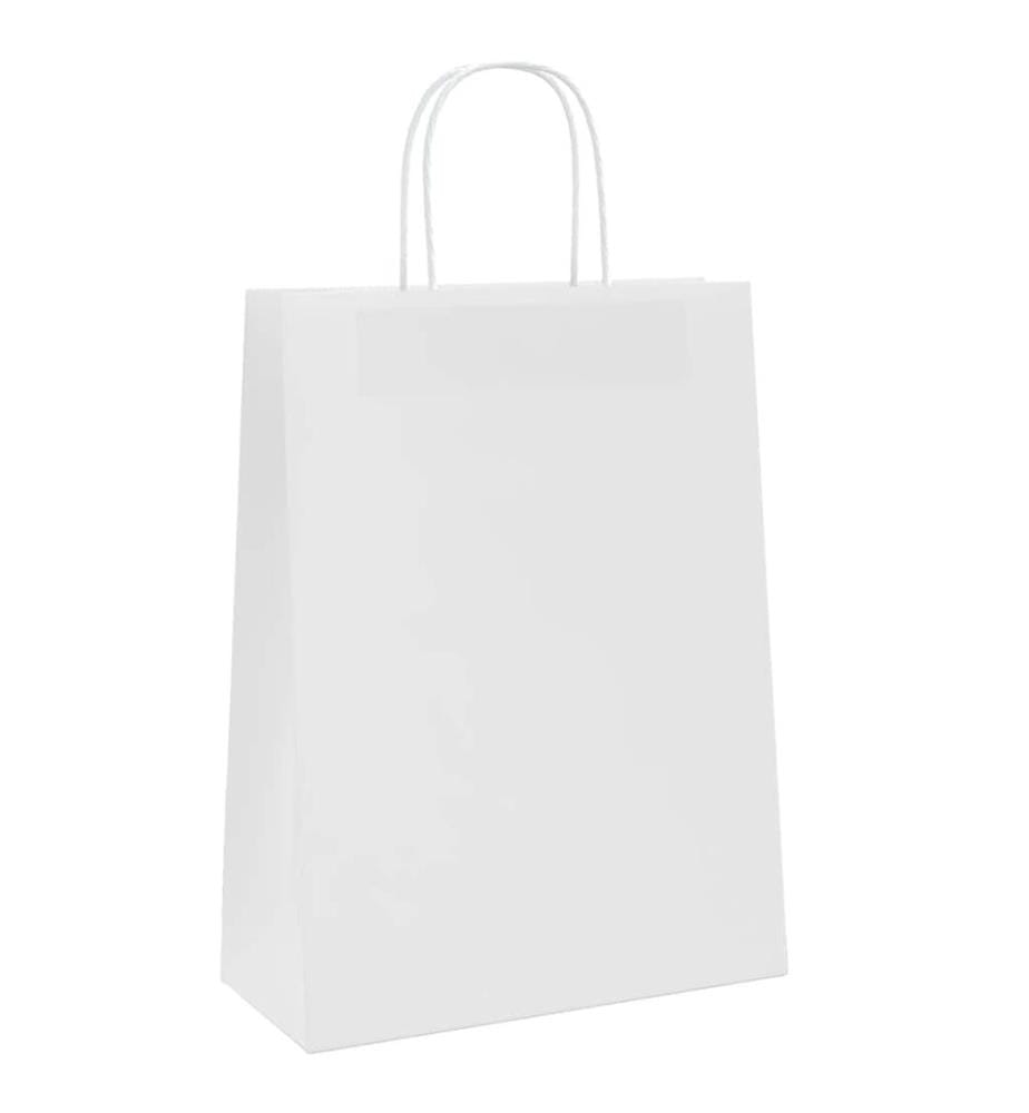 Papiertragetaschen 250 Stk. mit Henkeln Weiss 26x12x35 cm