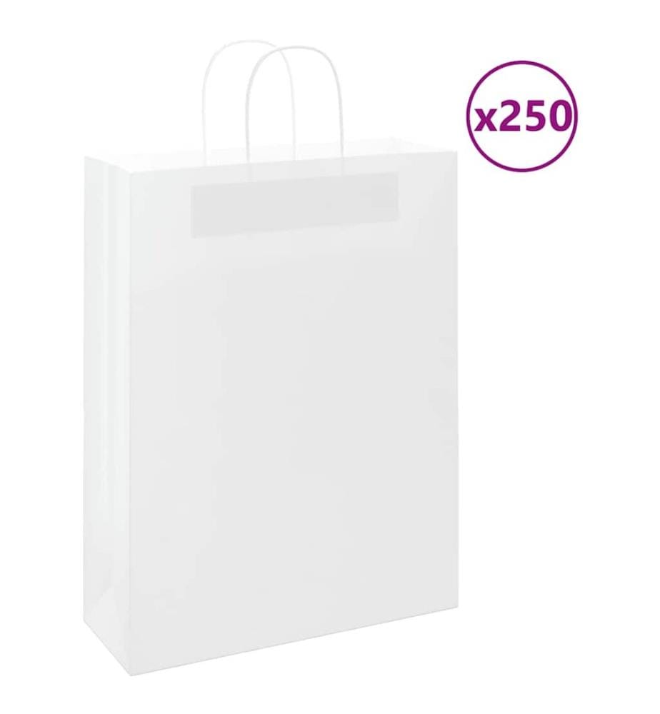 Papiertragetaschen 250 Stk. mit Henkeln Weiss 32x12x42 cm
