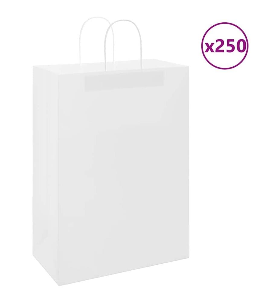 Sacs en papier 250 pcs avec poignées blanc 32x17x44 cm