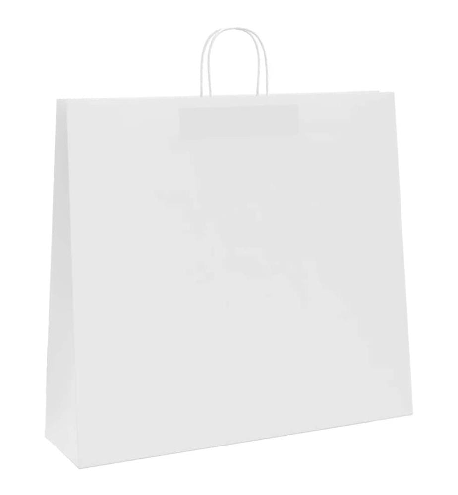 Papiertragetaschen 250 Stk. mit Henkeln Weiss 54x15x49 cm