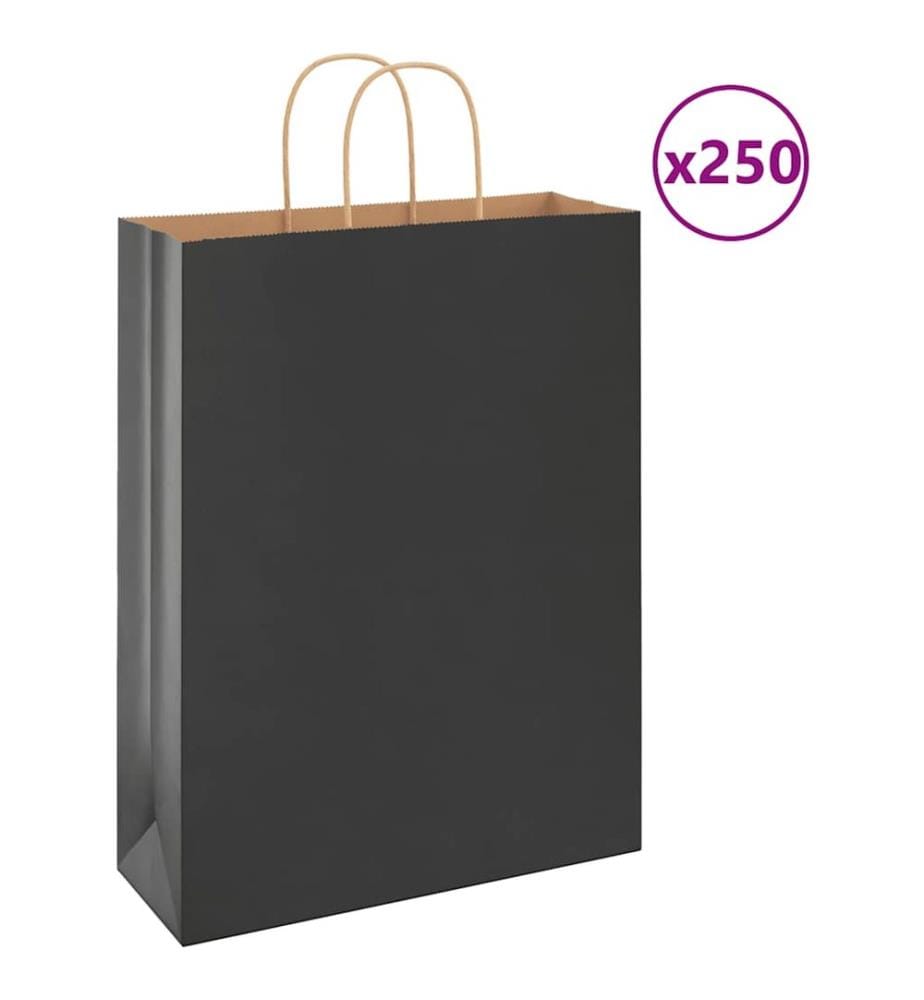 Papiertragetaschen 250 Stk. mit Henkeln Schwarz 32x12x42 cm