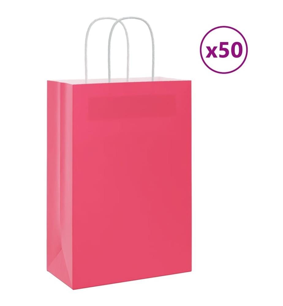 Papiertragetaschen 50 Stk. mit Henkeln Rosa 21x11x31 cm