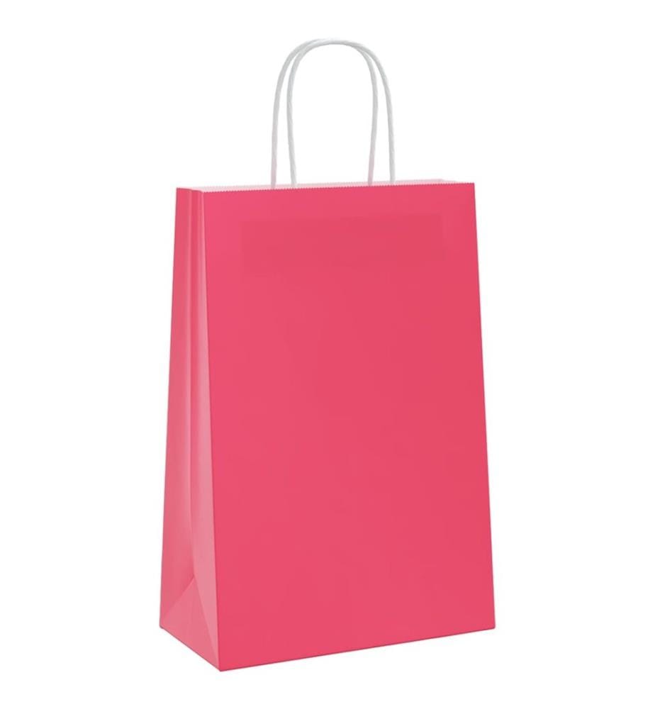 Papiertragetaschen 50 Stk. mit Henkeln Rosa 21x11x31 cm