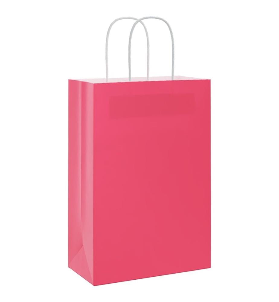 Papiertragetaschen 50 Stk. mit Henkeln Rosa 21x11x31 cm