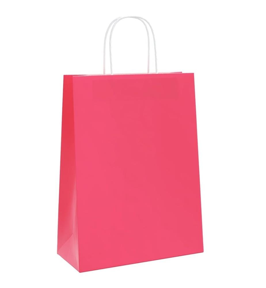 Papiertragetaschen 50 Stk. mit Henkeln Rosa 26x12x35 cm