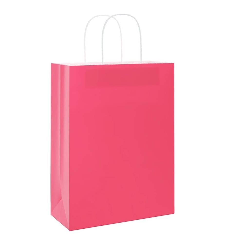 Papiertragetaschen 50 Stk. mit Henkeln Rosa 26x12x35 cm