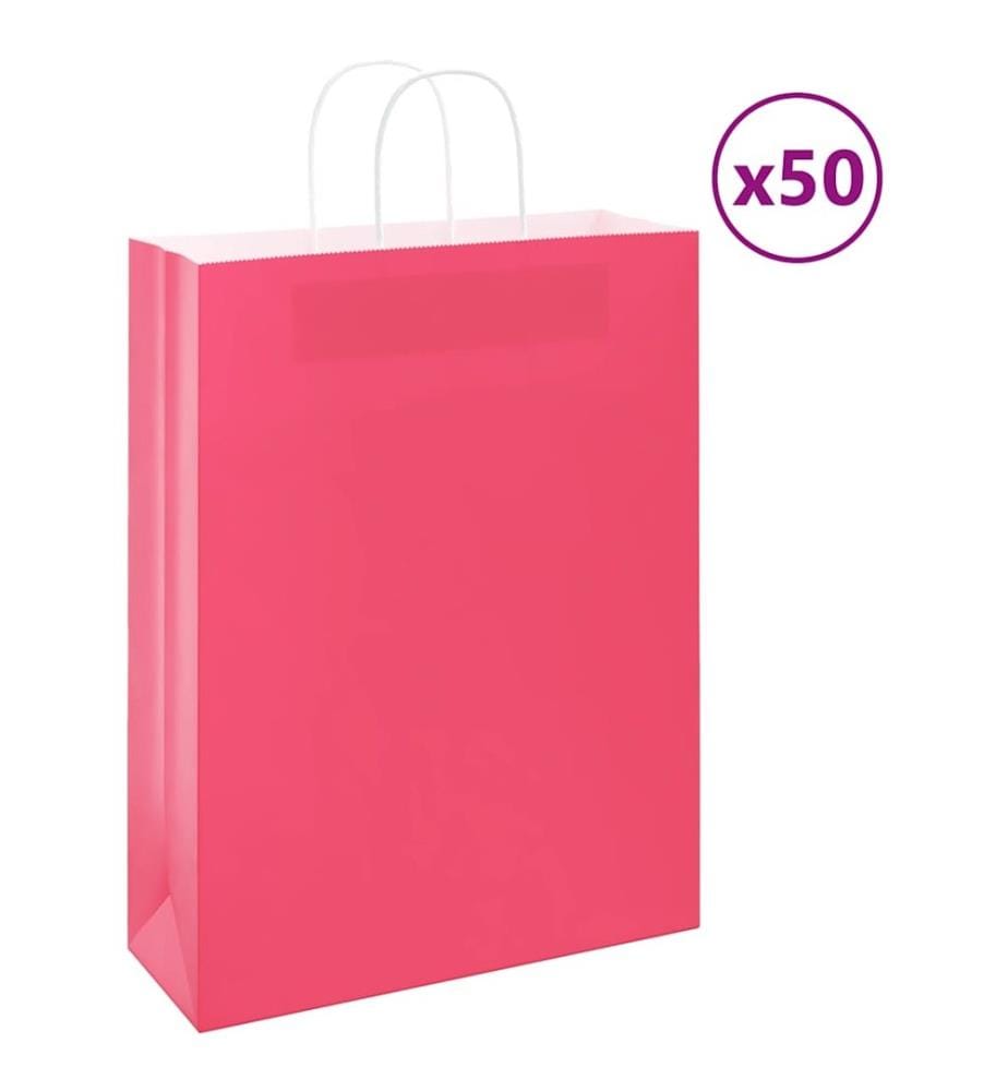 Papiertragetaschen 50 Stk. mit Henkeln Rosa 32x12x42 cm