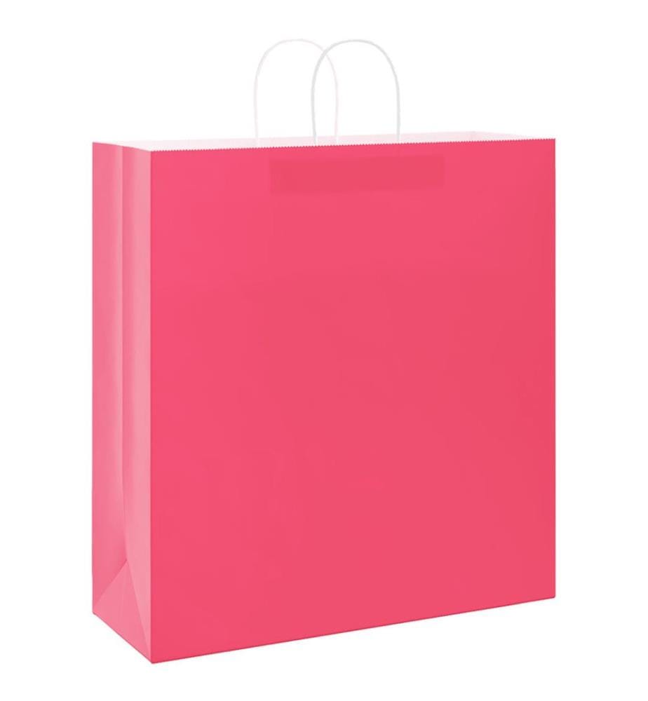 Papiertragetaschen 50 Stk. mit Henkeln Rosa 45x17x48 cm