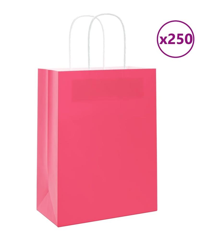 Papiertragetaschen 250 Stk. mit Henkeln Rosa 21x11x28 cm