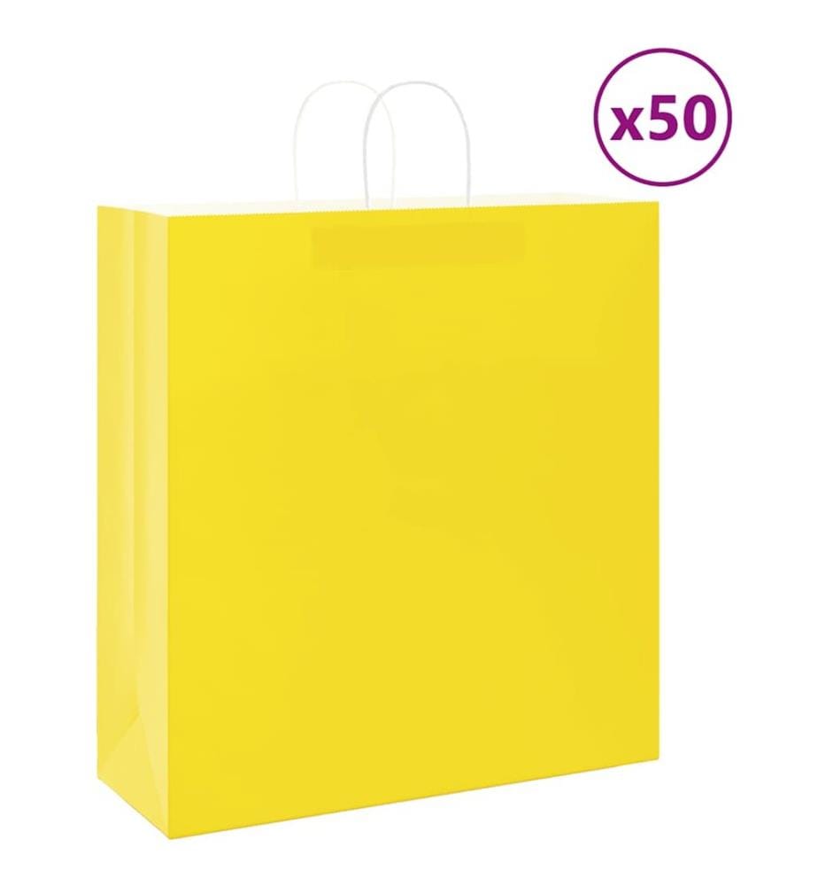 Sacs en papier 50 pcs avec poignées jaune 45x17x48 cm