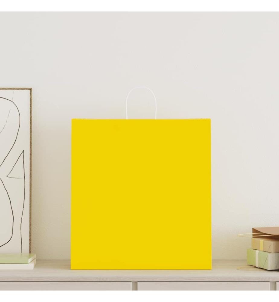 Sacs en papier 50 pcs avec poignées jaune 45x17x48 cm