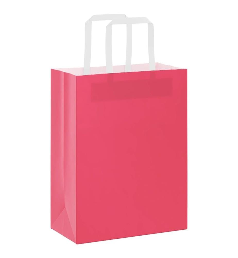 Sacs en papier 250 pcs avec poignées rose 21x11x28 cm