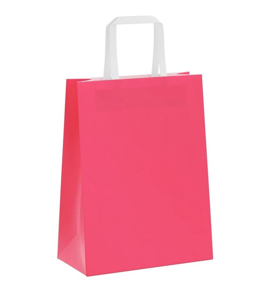 Sacs en papier 250 pcs avec poignées rose 21x11x28 cm