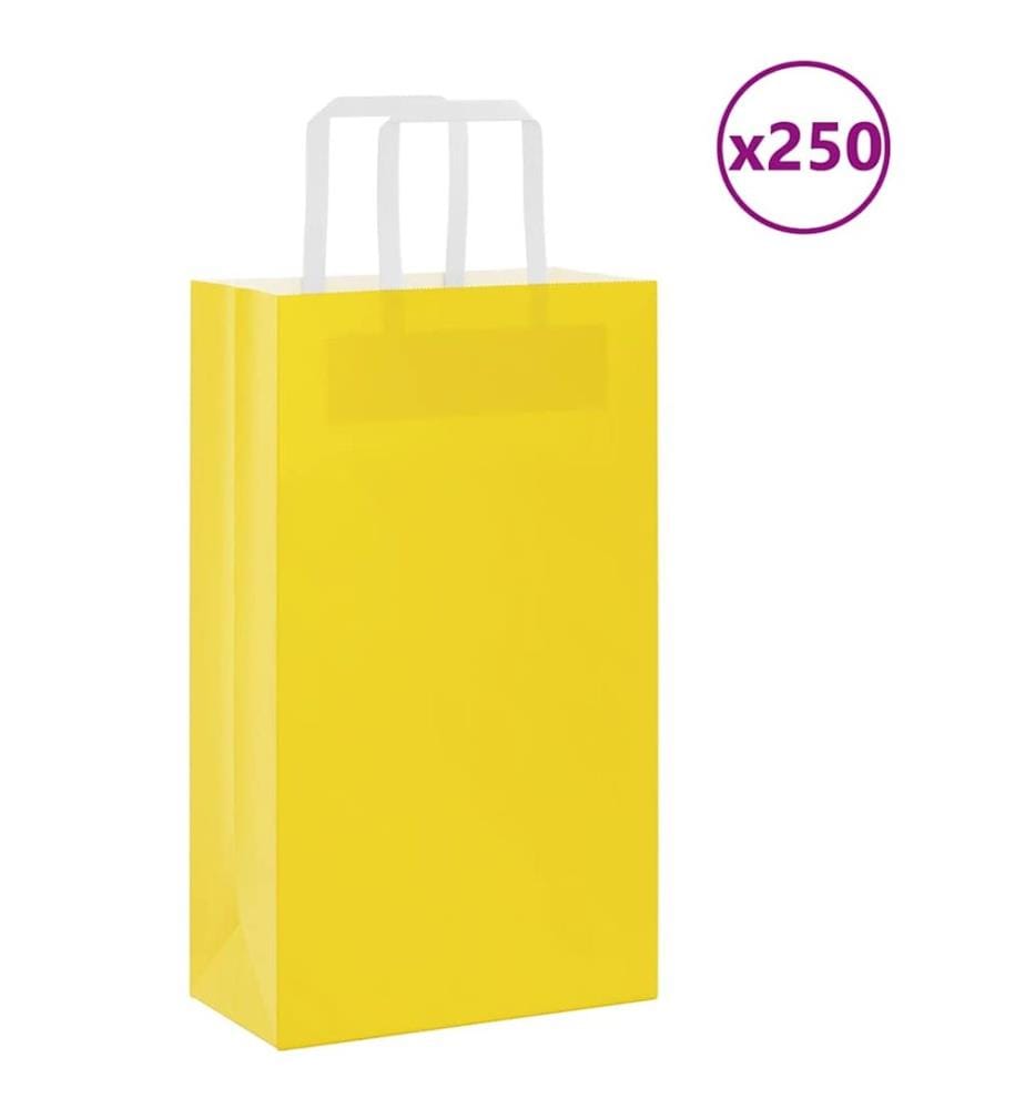 Sacs en papier 250 pcs avec poignées jaune 21x11x36 cm