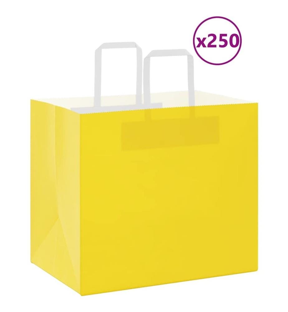 Sacs en papier 250 pcs avec poignées jaune 32x22x28 cm
