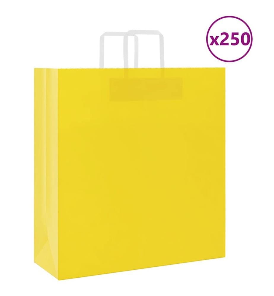 Sacs en papier 250 pcs avec poignées jaune 45x17x48 cm