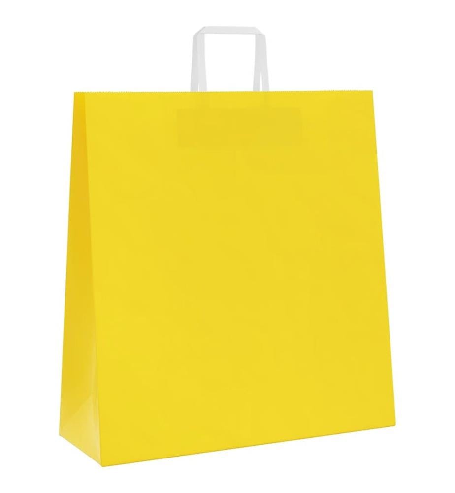 Sacs en papier 250 pcs avec poignées jaune 45x17x48 cm