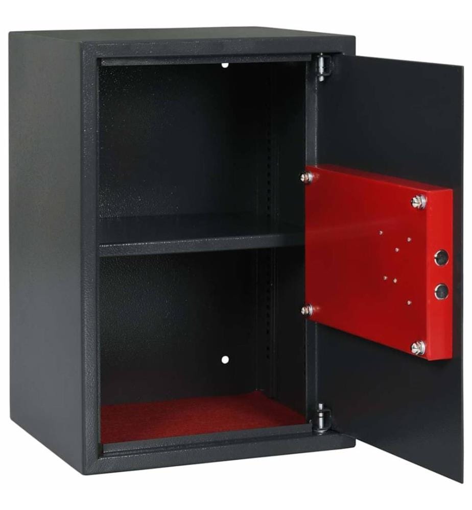 Safe Box mit Schloss Dunkelgrau 35 x 31 x 50 cm Stahl
