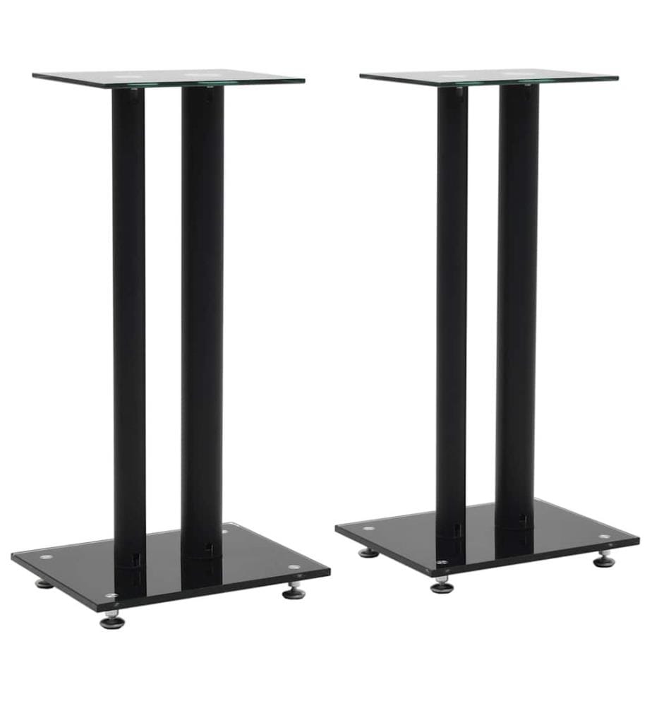 Lautsprecherständer 2 Stk. Doppelsäulen-Design Hartglas Schwarz