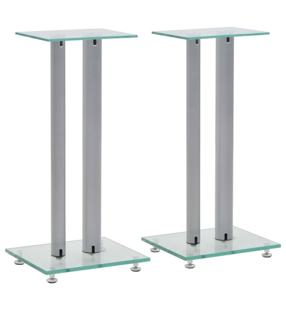 Lautsprecherständer Säulen-Design 2 Stk. Hartglas Silbern
