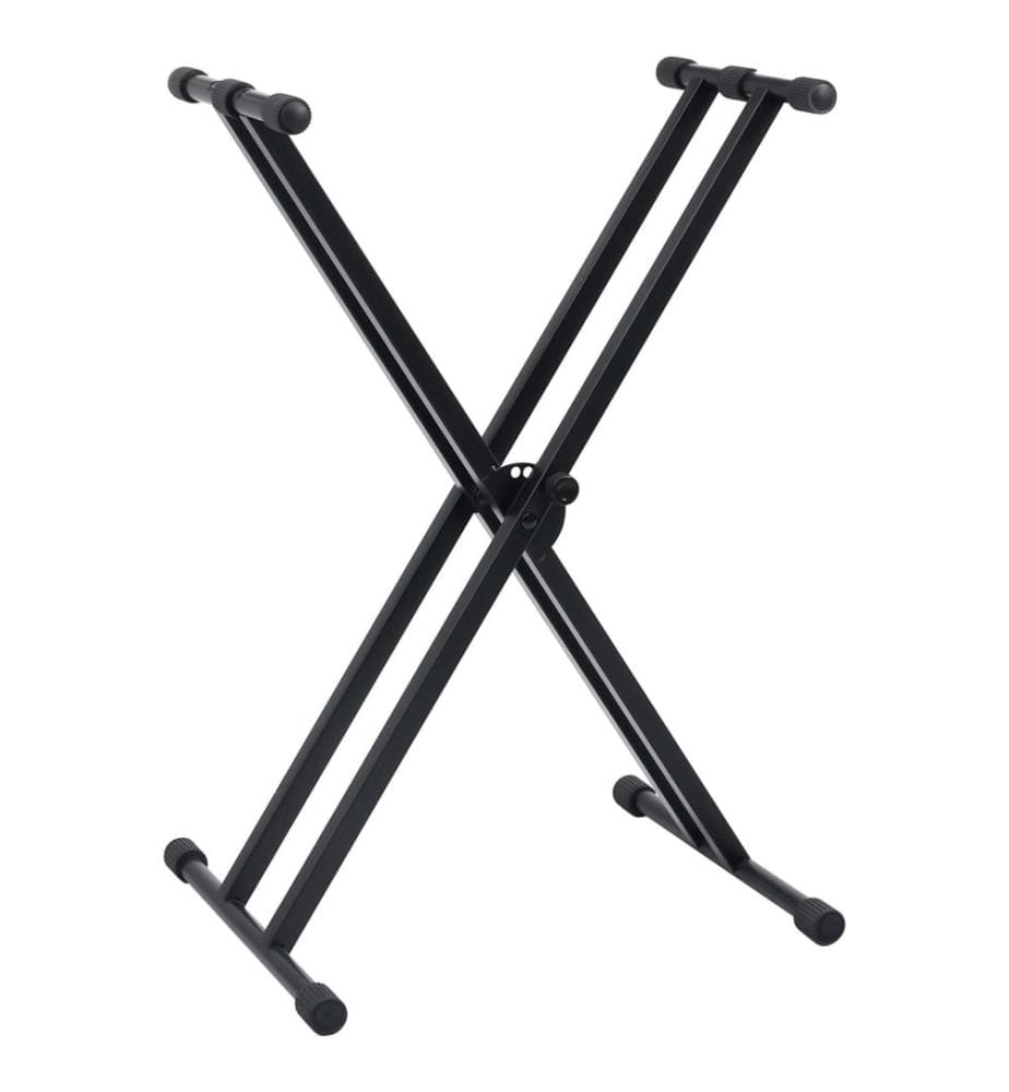 Doppelstrebiger Keyboard-Ständer und Hocker Set Schwarz