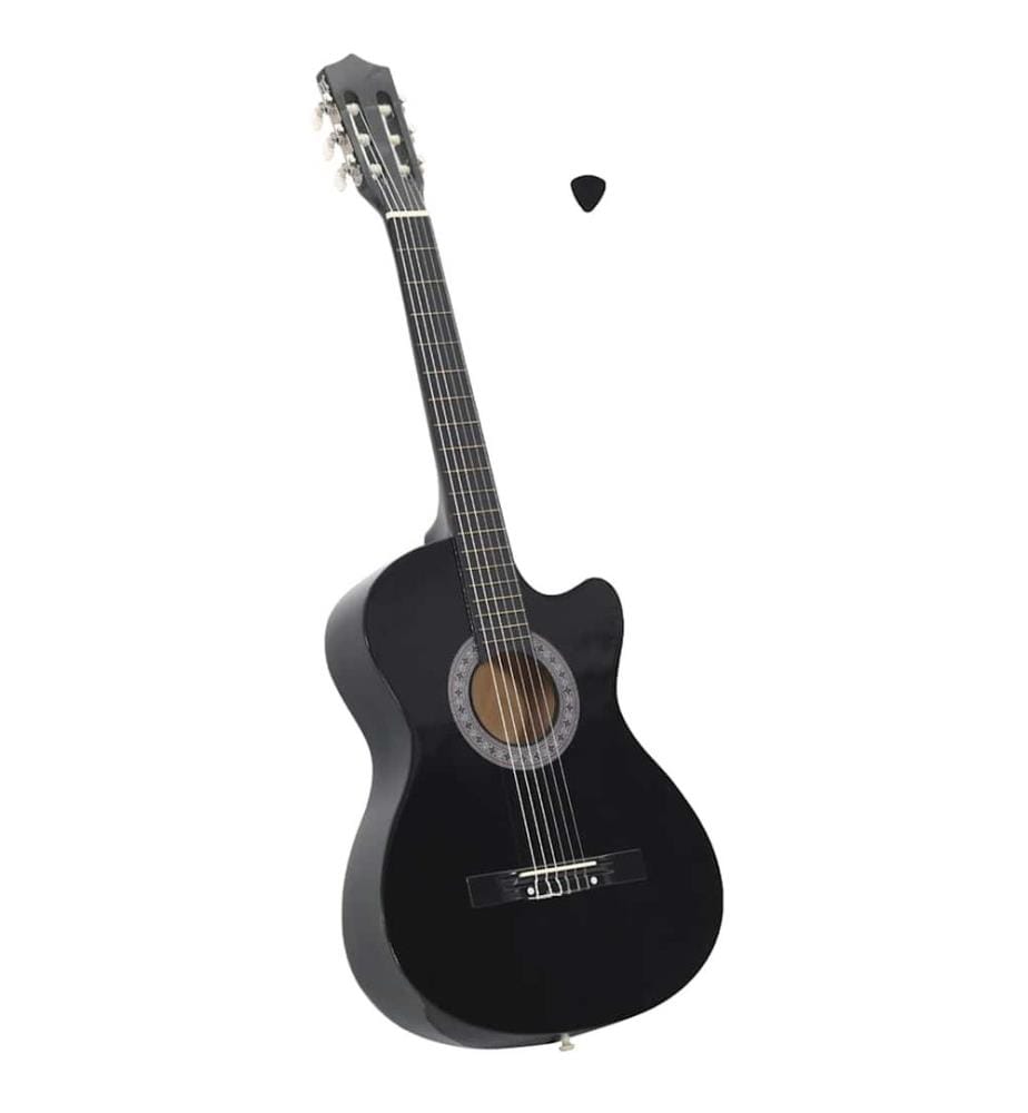 Guitare découpée classique occidentale avec 6 cordes Noir 38"