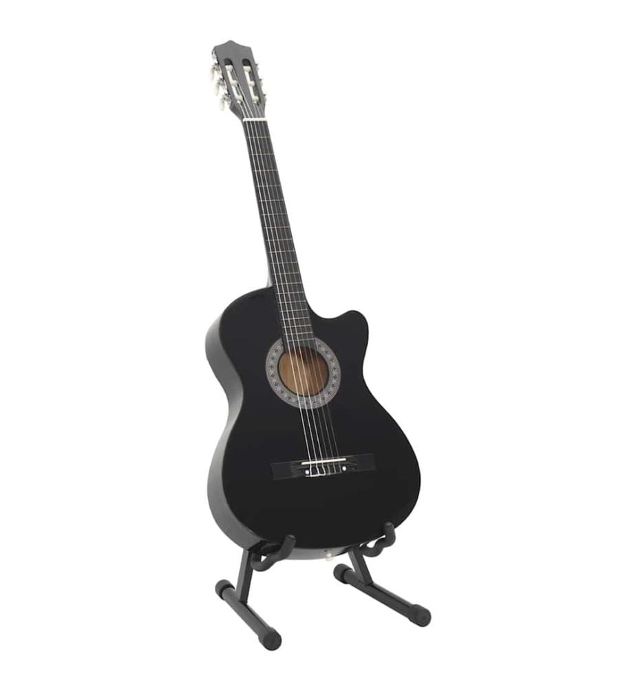 Ensemble de guitare découpée classique 12 pcs 6 cordes Noir 38"