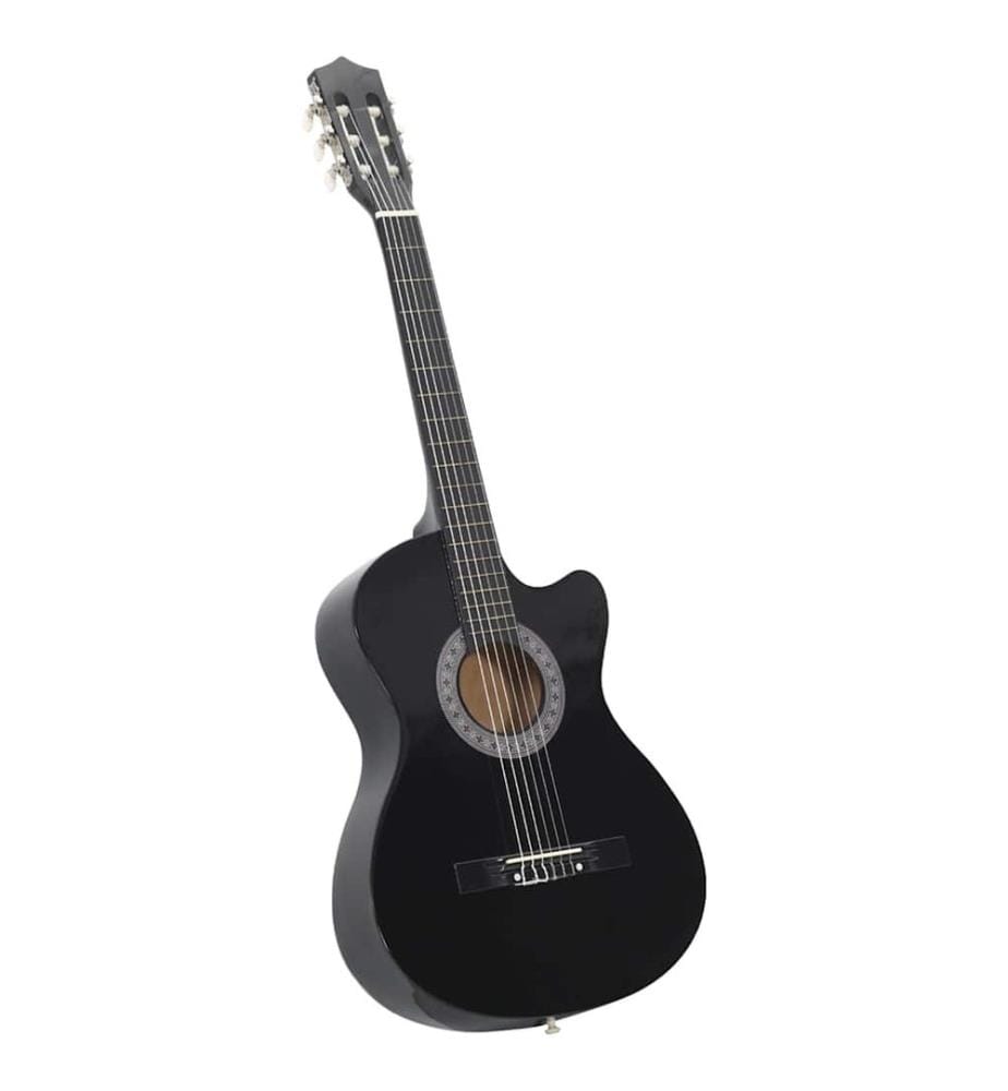 Ensemble de guitare découpée classique 12 pcs 6 cordes Noir 38"