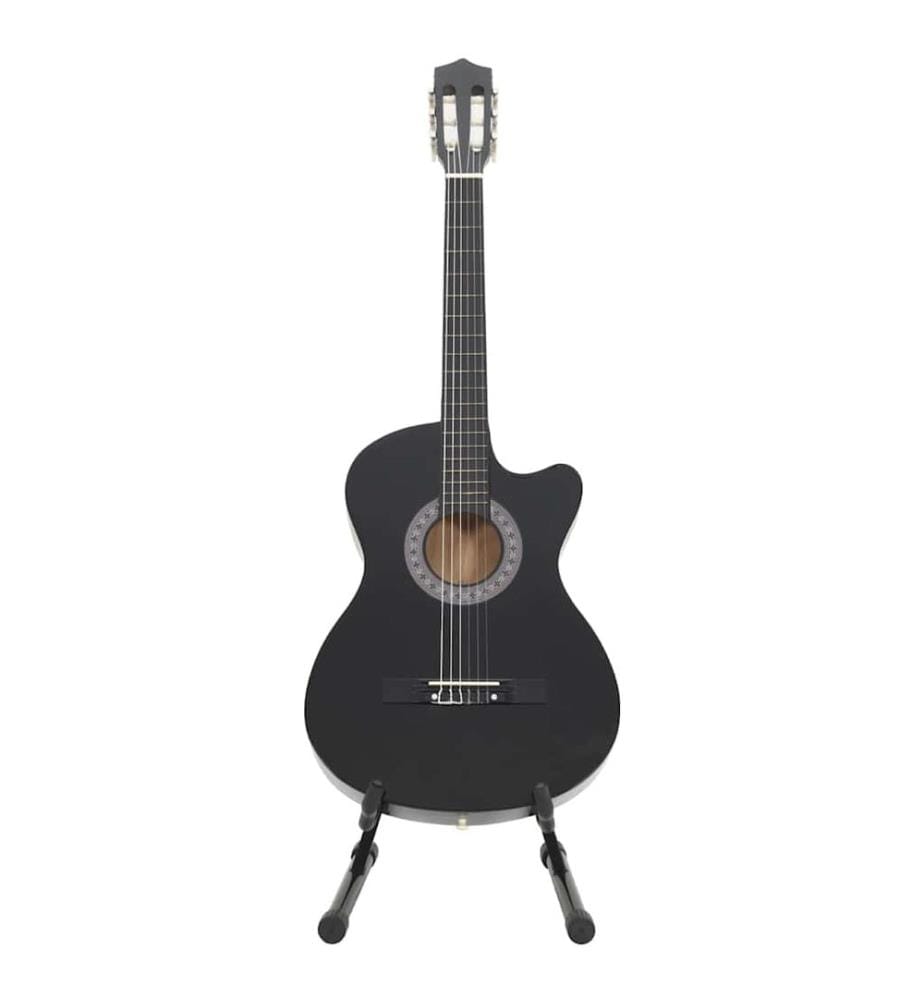 Ensemble de guitare découpée classique 12 pcs 6 cordes Noir 38"