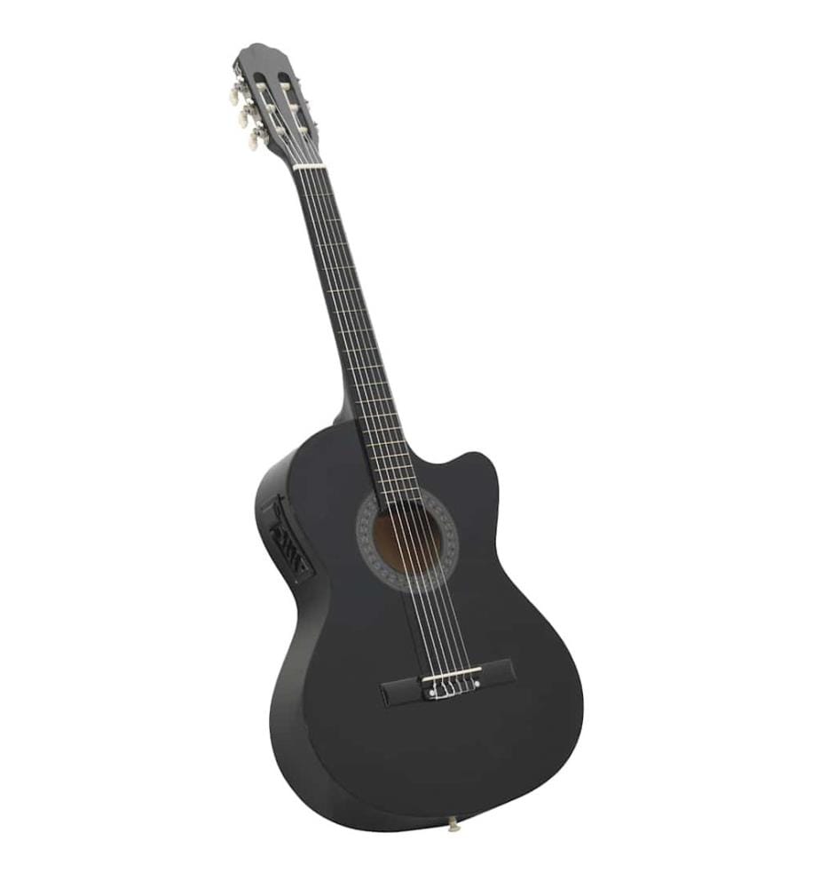 Westerngitarre Cutaway mit Equalizer und 6 Saiten Schwarz