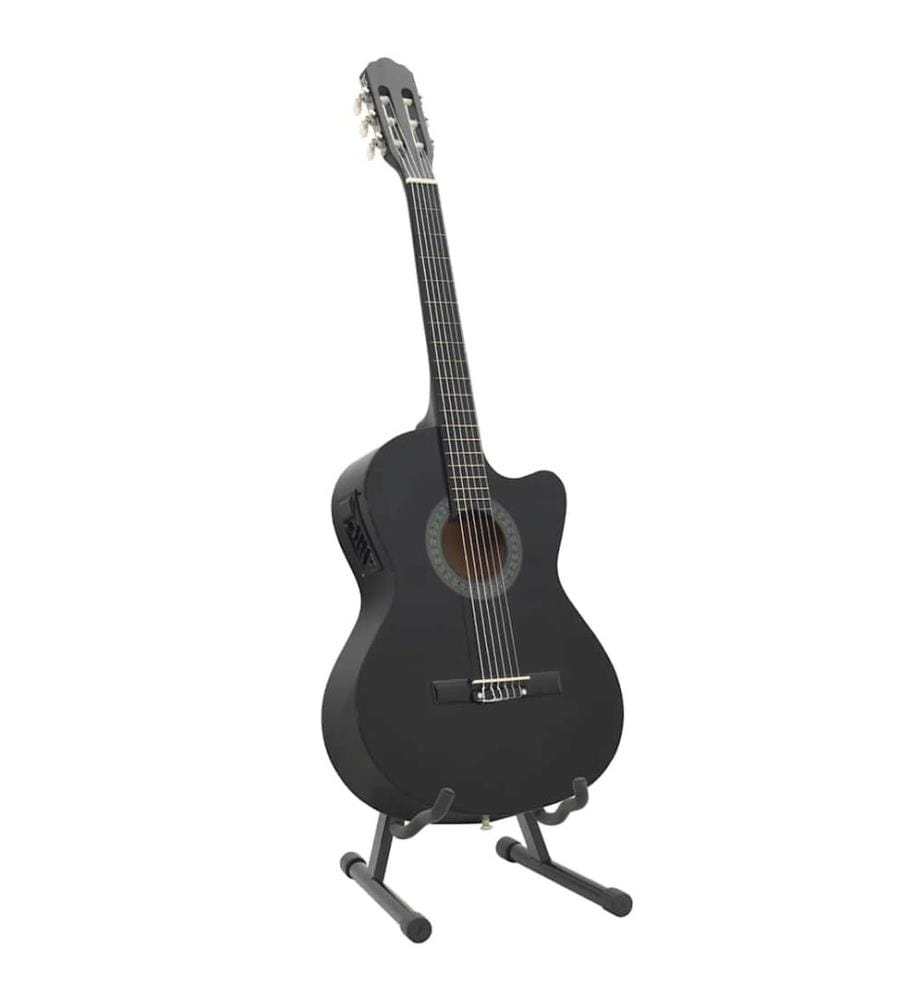 Jeu de guitare 12pcs occidental avec égaliseur et 6 cordes Noir