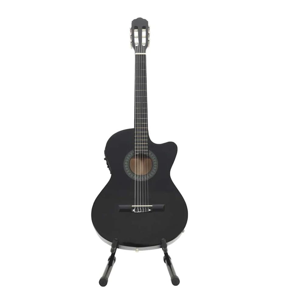 Jeu de guitare 12pcs occidental avec égaliseur et 6 cordes Noir