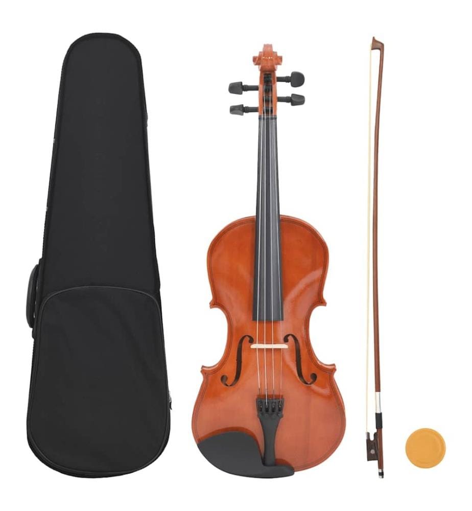 Ensemble de violon avec archet et mentonnière bois foncé 4/4