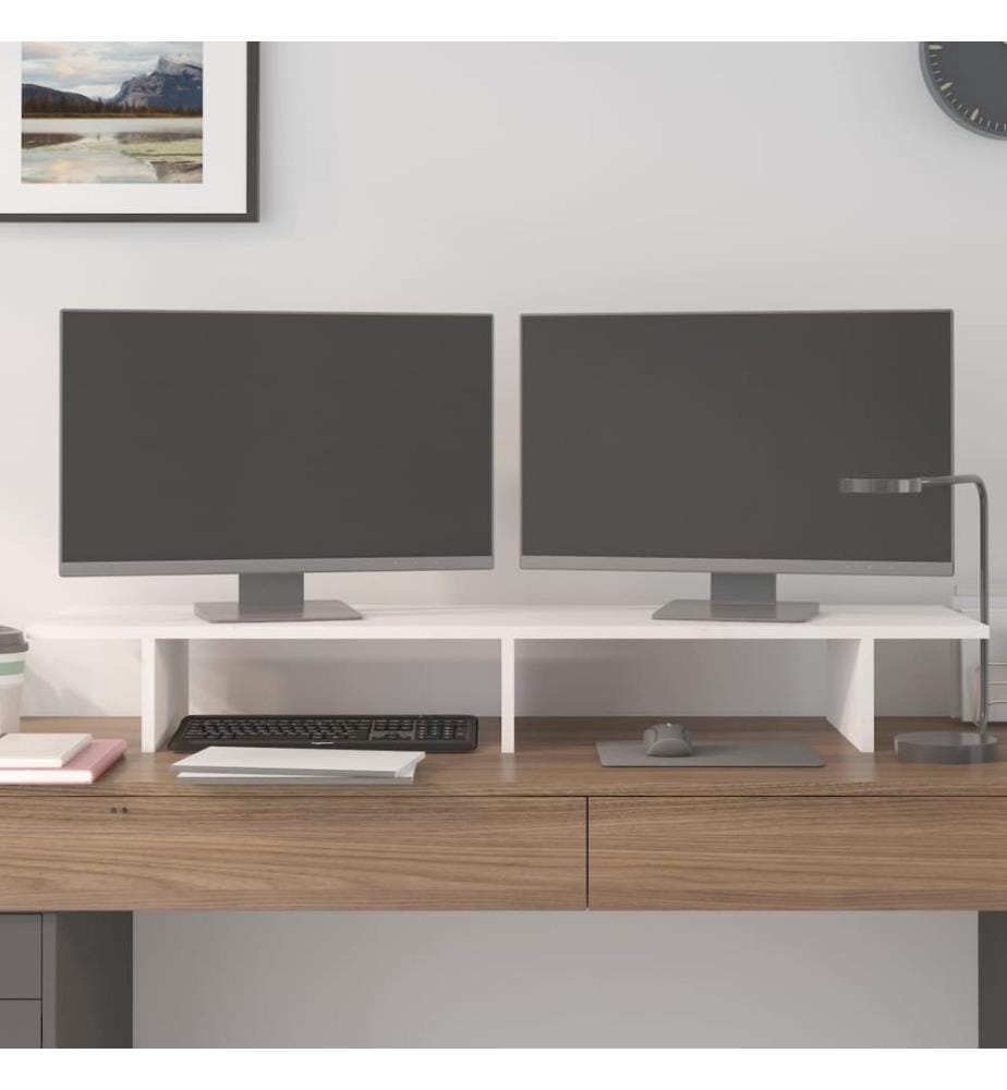 Support de moniteur Blanc 100x27x15 cm Bois de pin solide