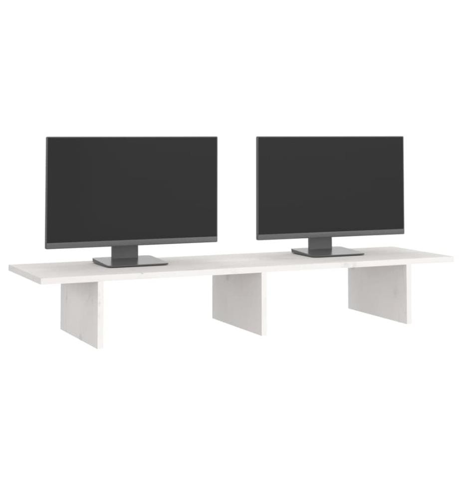 Support de moniteur Blanc 100x27x15 cm Bois de pin solide