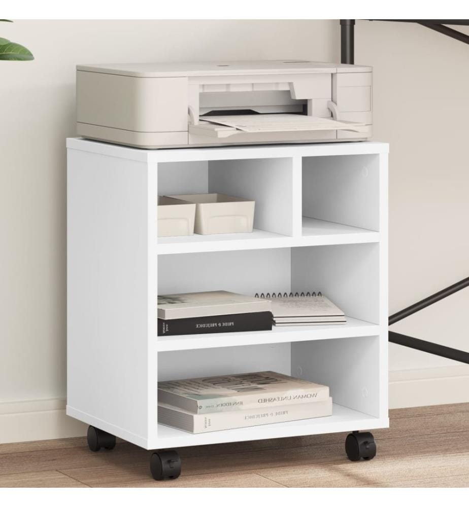 Support d'imprimante avec roulettes blanc 41x32x48 cm