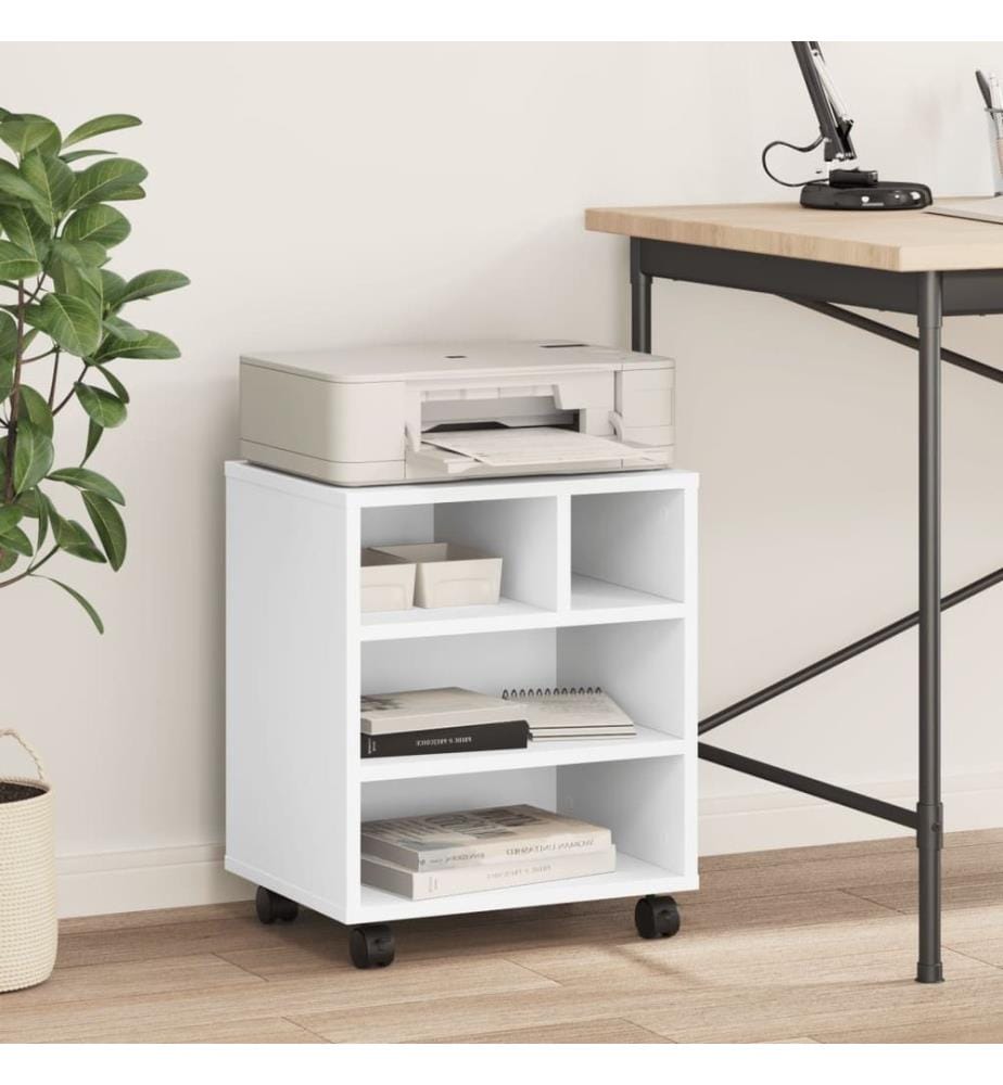 Support d'imprimante avec roulettes blanc 41x32x48 cm