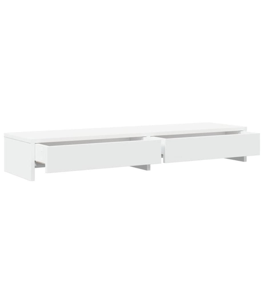 Monitorständer mit Schubladen Weiss 100 x 27 x 15 cm Holzwerkstoff