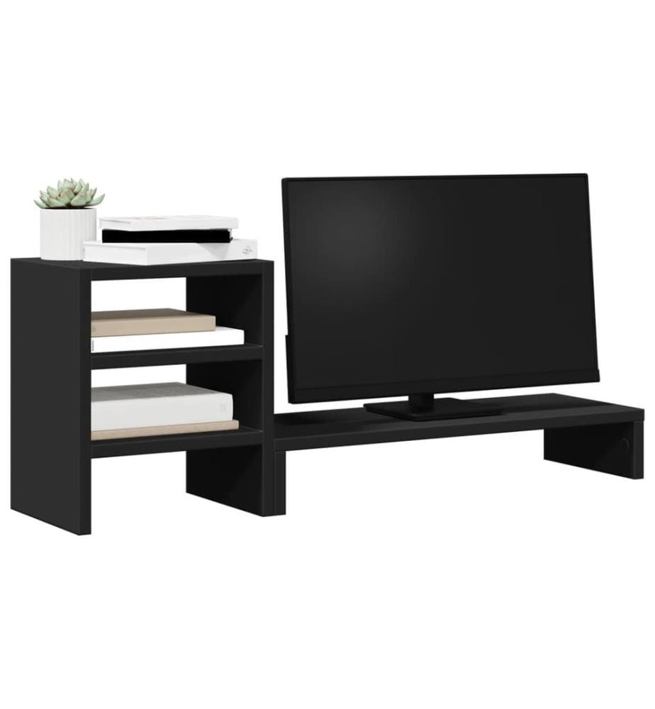 Monitorständer mit Schreibtisch-Organizer Schwarz Holzwerkstoff