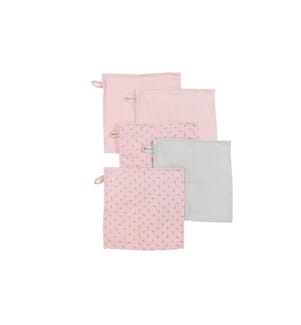 ROBA - Lavettes pour bébé Ensemble organique de 5 Gris/Rose