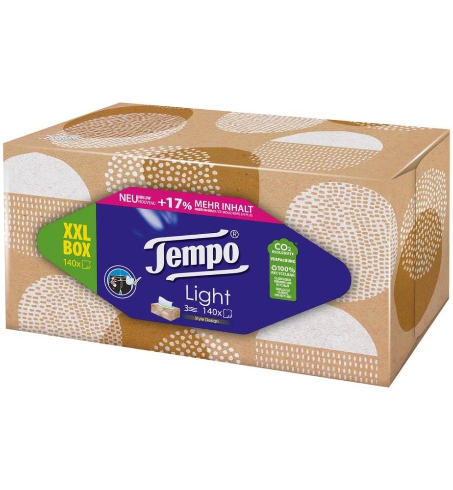 TEMPO - Boîtes à mouchoirs XXL Light 3 couches 140 pièces