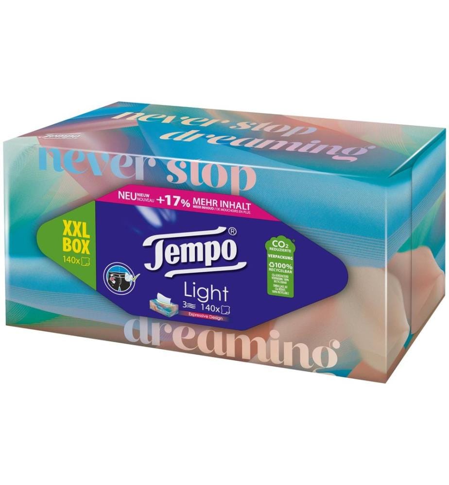 TEMPO - Boîtes à mouchoirs XXL Light 3 couches 140 pièces