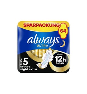 Always - Binde mit Flügeln Ultra Secure Night Extra 64 Stück