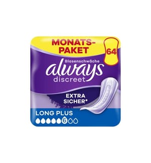 Always - Inkontinenz Einlagen Discreet Long Plus 64 Stück