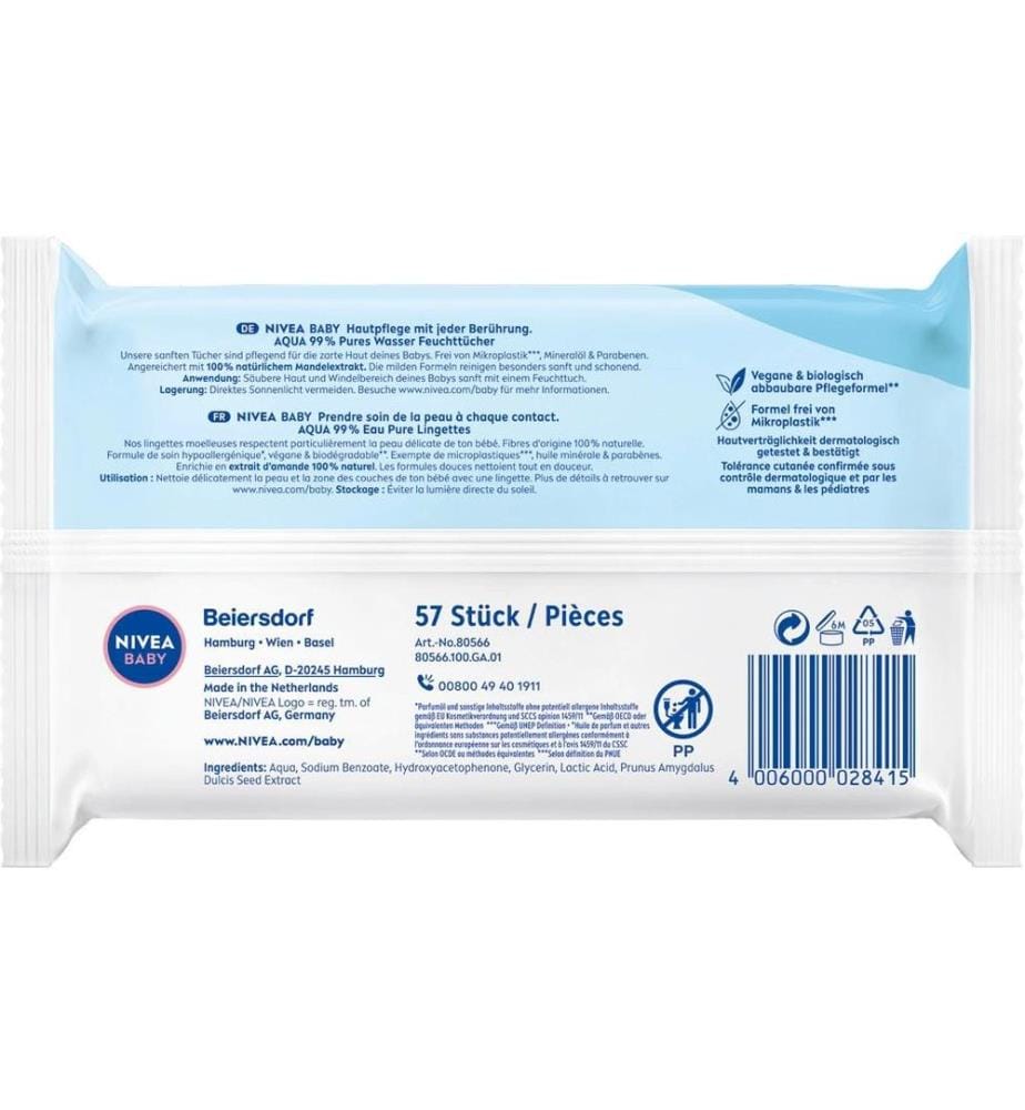 NIVEA BABY - Feuchttücher Aqua 1 x 57 Stk.