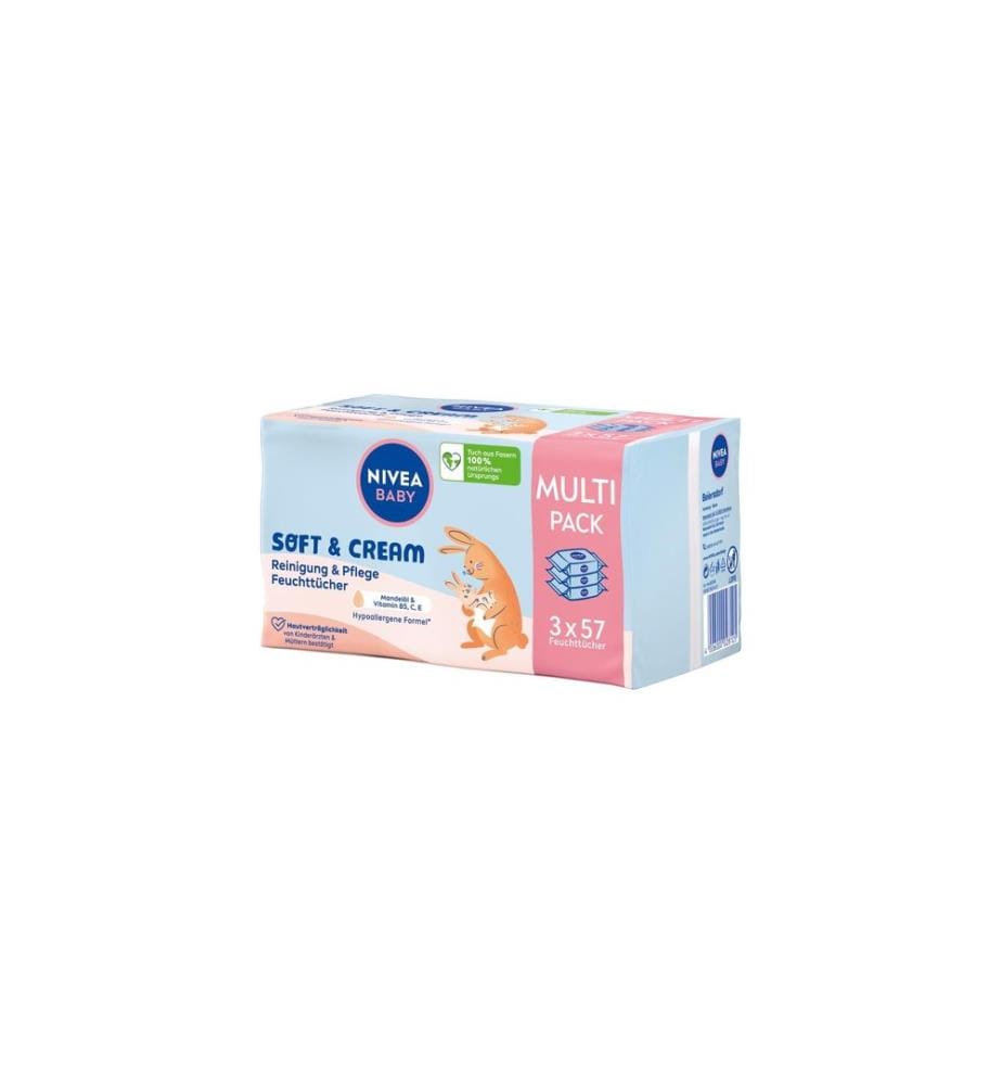 NIVEA BABY - Feuchttücher Soft & Cream Trio 3 x 57 Stk.