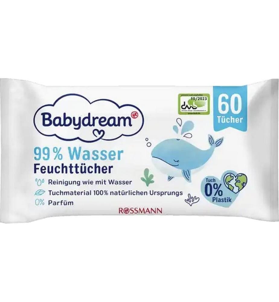Babydream - Lingettes humides 99% d'eau 6 X 60 pièces