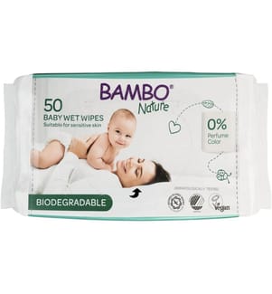 Bambo Nature - Lingettes humides sans plastique 50 pièces