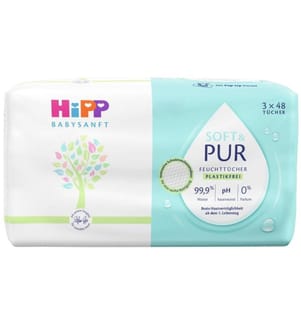 HIPP - Lingettes humides Babysanft Soft & Pure 3x 48 pcs.