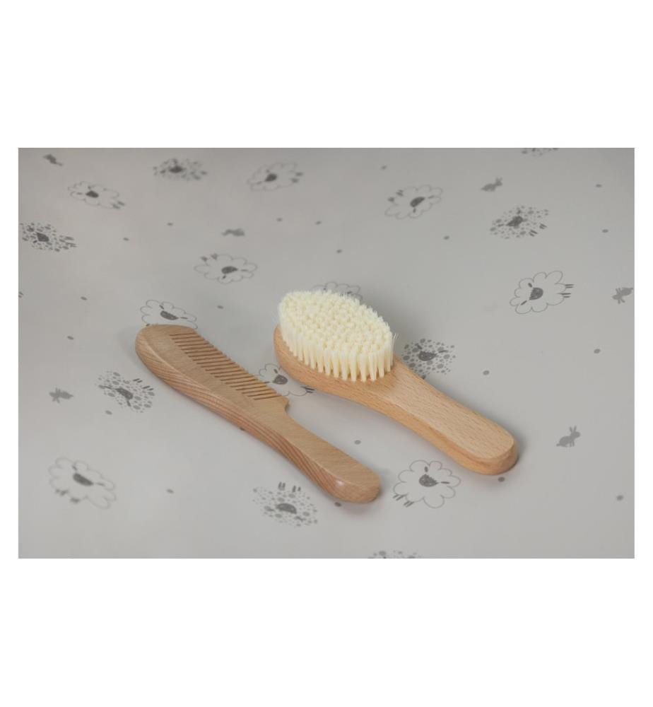 ZEWI bébé-jou Coffret de soin pour bébé Peigne + brosse Light Oat